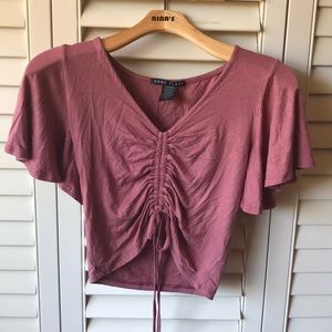 Purple Crop Top with Cute Middle Detailing and Tie